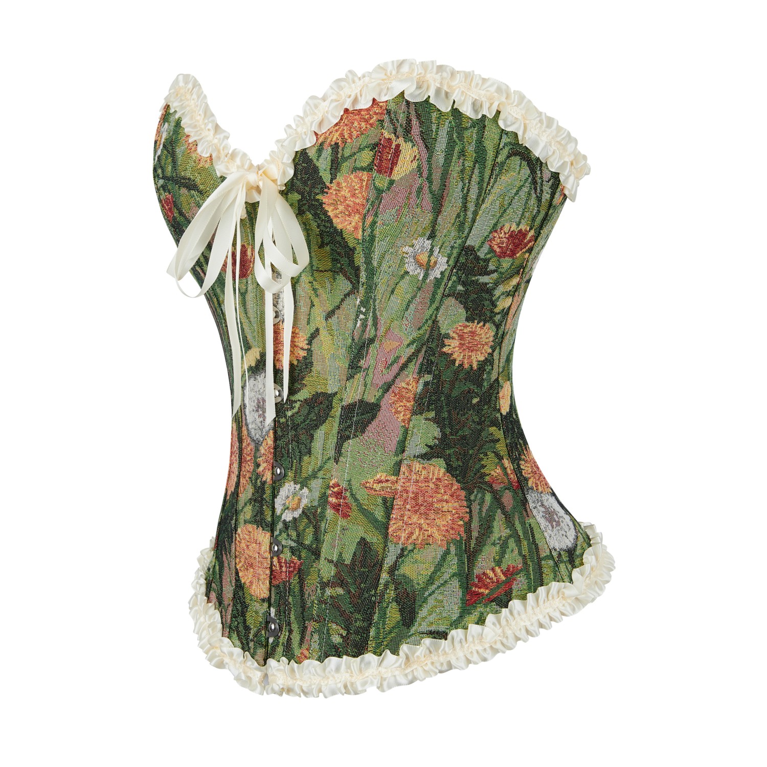 Oil Painting Floral Bustier Top  Fishbones Vintage Basques Korset